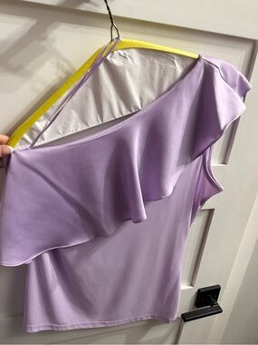 Halogen Lavender One-Shoulder Ruffle Dress